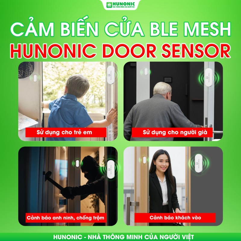 Bộ cảm biến cửa BLE Mesh Hunonic Door Sensor 4 cam bien cua1