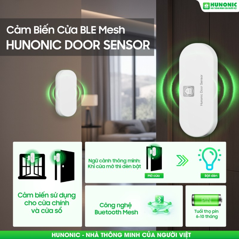 Bộ cảm biến cửa BLE Mesh Hunonic Door Sensor 6 cam bien cua3