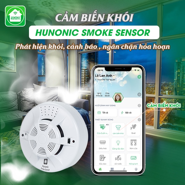 Bộ Cảm Biến Khói Thông Minh Hunonic Smoke Sensor 2 tieu de 2