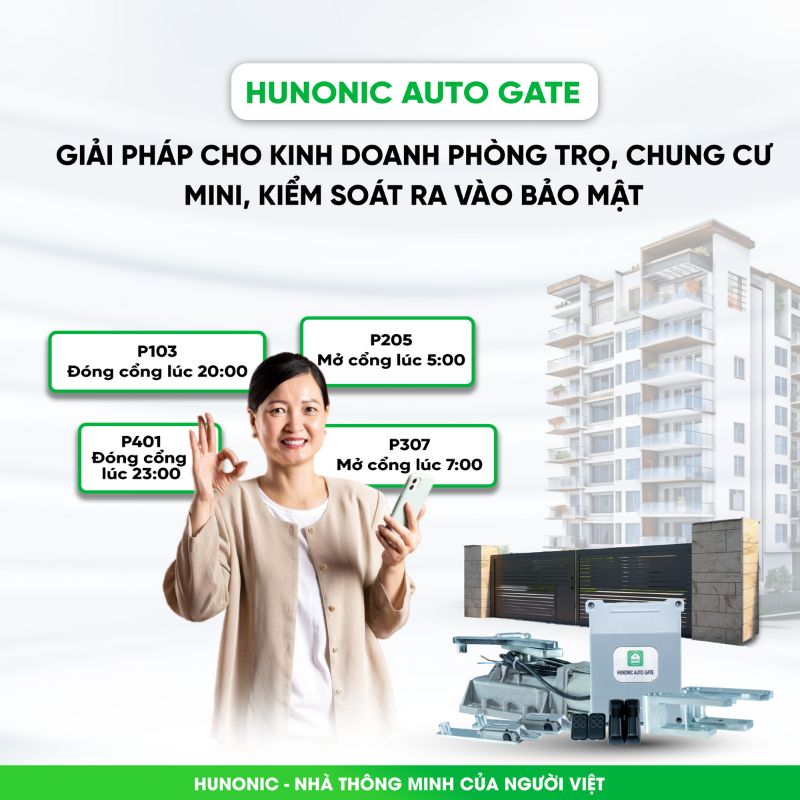 Cổng Tự Động Hunonic Auto Gate V2 (Bộ 1 motor) 29 tinh nang cong tu dong1