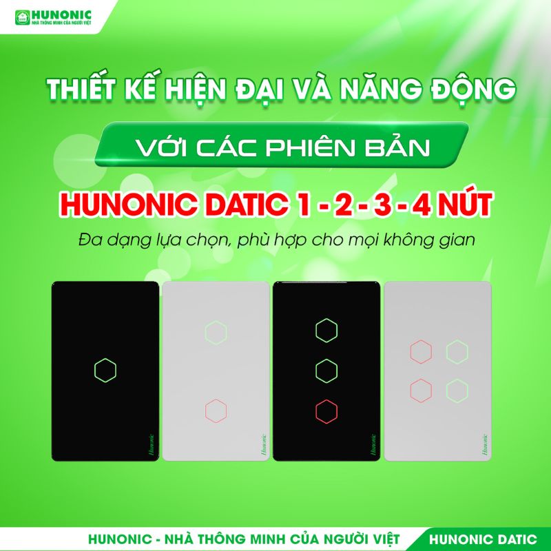 Công Tắc Cảm Ứng Wifi 2in1 Hunonic Datic Màu Đen 3 công tắc cảm ứng hunonic datic