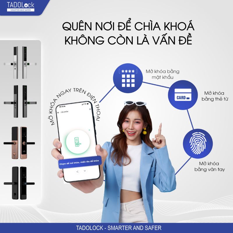 KHÓA THÔNG MINH TADOLock Cửa gỗ (Vàng hồng cổ điển) 6 tinh nang smartlock