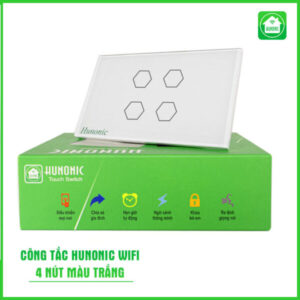 công tắc cảm ứng hunonic wifi 4 nút màu trắng