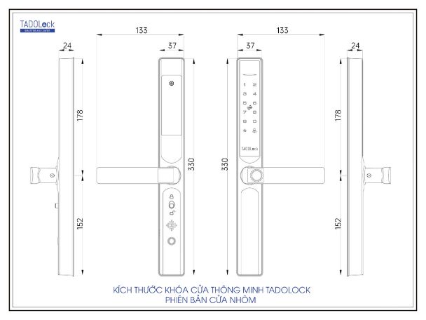 Kích thước khóa tadolock cửa nhôm