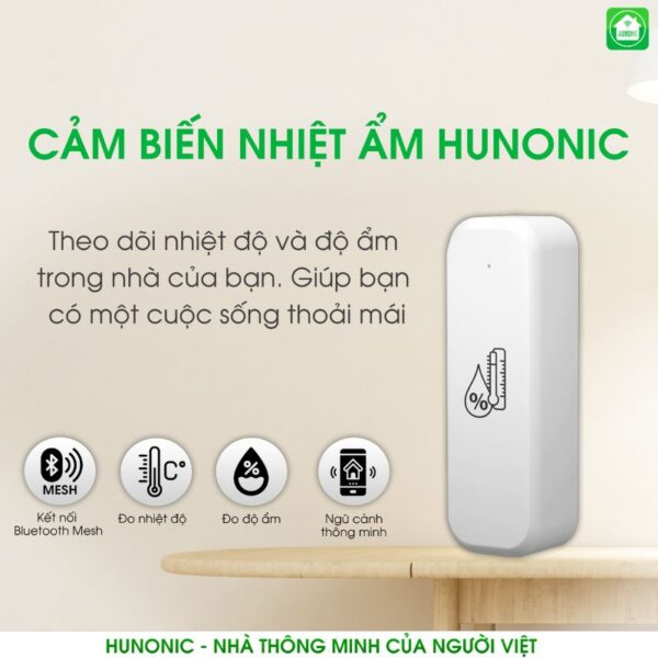 Cảm Biến Nhiệt Ẩm Bluetooth Hunonic - Kiểm Soát Môi Trường Qua Điện Thoại 2 cảm biến nhệt ẩm Hunonic
