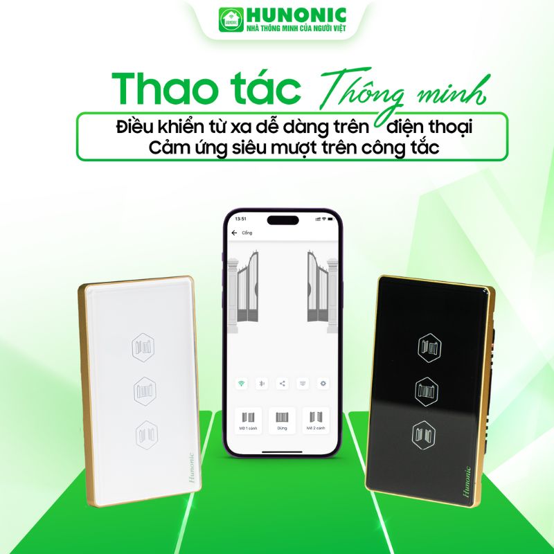 Công Tắc Cảm Ứng Cổng Tự Động Wifi Hunonic Gate 4 công tắc cảm ứng cổng tự động