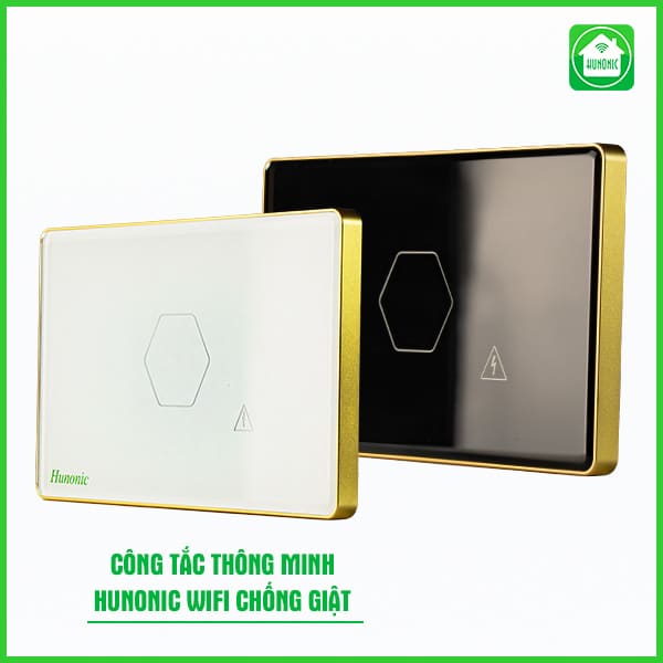 Công Tắc Chống Giật Bình Nóng Lạnh Wifi Thông Minh Hunonic 1 Công tắc thông minh chống giật bình nóng lạnh hunonic