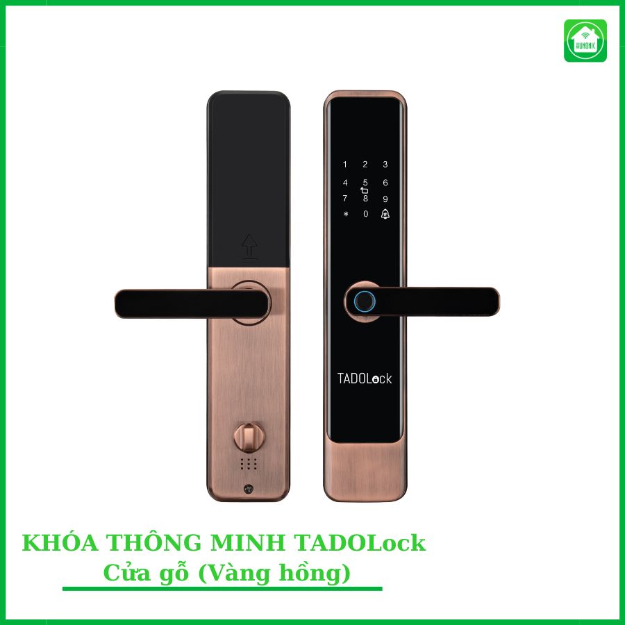 KHÓA THÔNG MINH TADOLock Cửa gỗ (Vàng hồng cổ điển) 1 khoa thong minh cua go dong