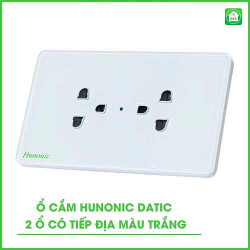 Ổ Cắm Hunonic Datic Có Tiếp Địa 1 ổ cắm hunonic datic trắng