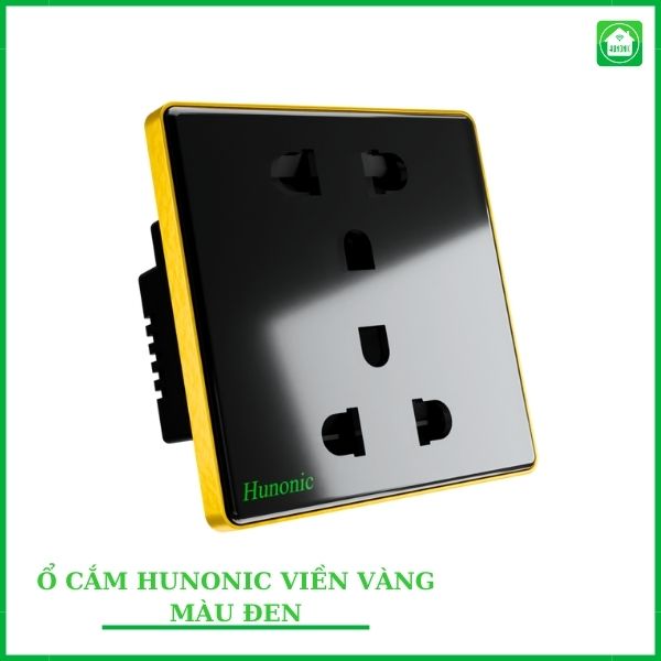 Ổ Cắm Hunonic Vuông Viền Vàng 1 o cam hunonic vuong den2