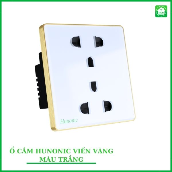 Ổ Cắm Hunonic Vuông Viền Vàng 4 o cam hunonic vuong trang2