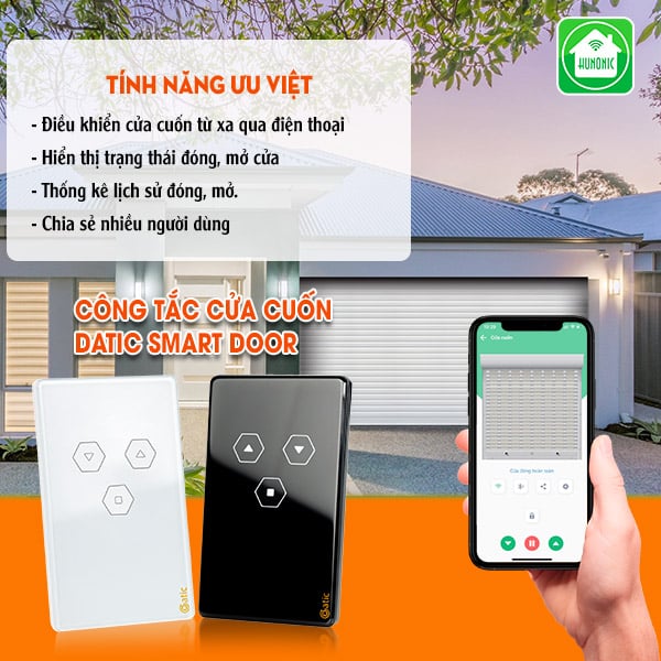 Công Tắc Cửa Cuốn Wifi Datic Smart Door (Màu đen) 3 tinh nang datic door